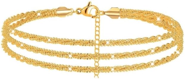 Maoww Chaîne De Cheville En Alliage Multicouche Pour Femme, Bracelet En Argent Pour Fête D'Été Plage Pieds Nus Bijoux Pour Fille