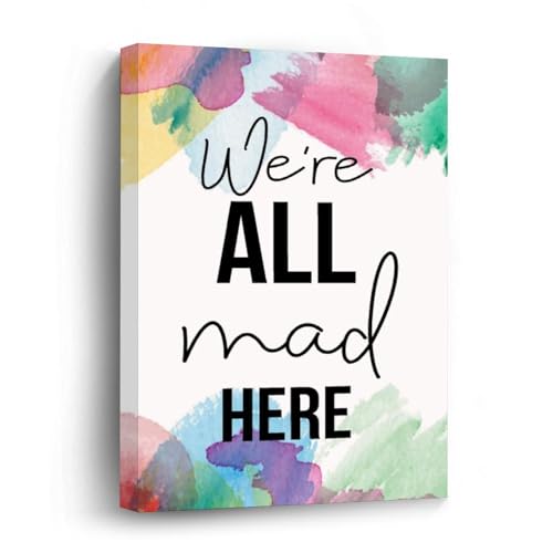 Toile murale encadrée rétro décoration chambre salon We're All Mad Here