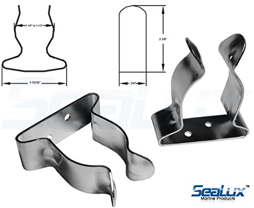SeaLux Pair Stainless Steel Boat Hook Spring Clamp Holder Bracket Clip (1"-1-3/4" Large) - Thumbnail 3