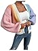 SHENHE Women's Color Block Open Front Long Sleeve Ribbed Knit Cropped Cardigan Sweaters Multicolor M
