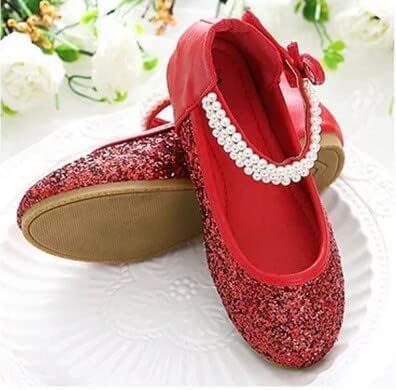 Girls Princess Sequins Shoes Mary Jane Ankle Strap Wedding Non Slip2