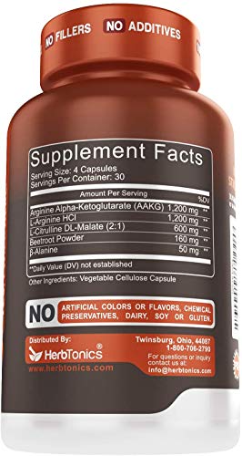 High Strength Nitric Oxide Booster Supplement with L Arginine L-Citrulline Malate, AAKG - Powerful No for Muscle Growth, Strength, Vascularity, Energy & Blood Flow - Thumbnail 3