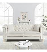 Modern Beige Button Tufted Velvet Couch Set 81" Sofa + 60" Loveseat