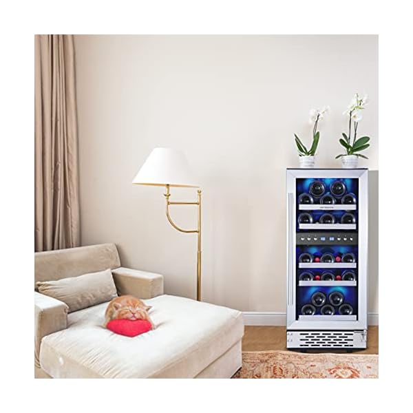 Phiestina 15 Inch Dual Zone Wine Cooler Refrigerator 29 Bottle Built