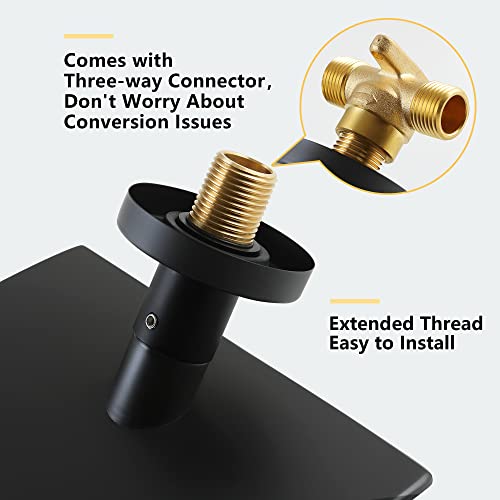 Dolgaba Waterfall Bathtub Faucet Wall Mount Romantub Filler 2 Handle Bathroom Vanity Vessel Sink Faucet, Matte Black #TOP6