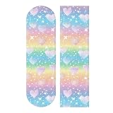 Bolaz Longboard Scooter Skateboard Grip Tape Sheet Deck Design Pastel Rainbow Heart Sandpaper Griptape Non Slip Tape Waterproof 44' x 10'