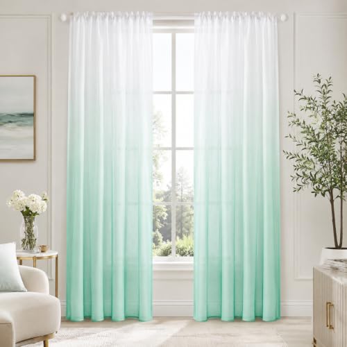 Deconovo Light Filtering Sheer Curtains 84 Inches Long for Living Room