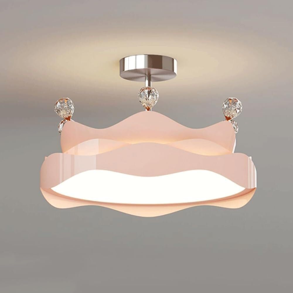 17.71'' Ceiling Chandeliers, Creativity Crown Ceiling Light Semi-Embedded Light Fixture, 3000K/4000K/5000K Selectable, 3 Color Light Changing Ceiling Lights for Bedroom, Dining Room, Kitchen P