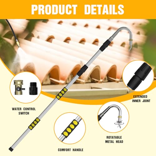 LAANPOLE Gutter Cleaning Tools from The Ground, 24FT Reach Rain Cleaner with Bendable Wand Adapter for Garden Hose by LAANPOLE - Image 2