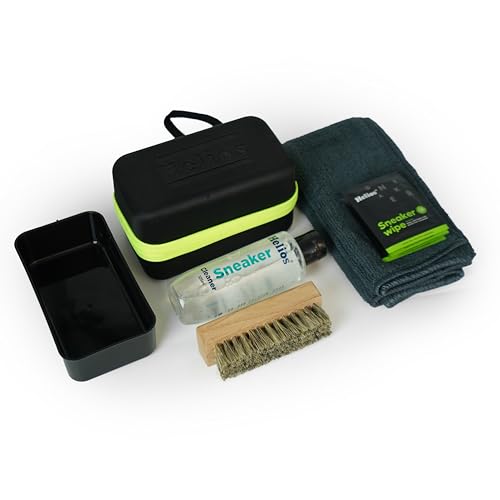 Image of Helios On-The-Go Shoe & Sneaker Cleaning Kit | Advanced Cleaning Solution, Multipurpose Brush, Microfiber Towel & 4 Sneaker Wipes | Portable Compact Shoe Cleaner for Sneakers, Leather, Suede & Fabric