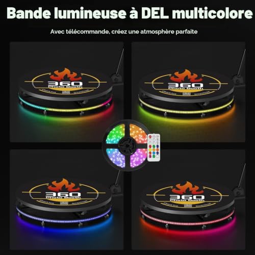 YCKJNB 100cm Photobooth 360 avec Flight Case [Basic Pack], Borne Photo Vidéo Automatique avec Logiciel VIP & Logo Gratuit, Machine Photo Booth RGB pour 4-5 Personnes pour Mariages & Location – vue 4