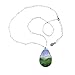 DIYthinker Peinture à l'huile Montagne Forêt Ciel, Nuage, Haut-Lieu Touristique Illustration Motif Teardrop Pendentif en Forme de Bijoux Collier avec chaîne Décoration Cadeau