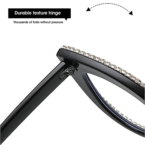 Image of Womens Luxurious Colorful Rhinestone Cat Eye Reading Glasses Blue light blocking Reader Computer Eyeglass Frame