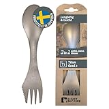 Light My Fire Göffel Titan Spork, ultraleichtes Titan Besteck, 3-in-1 Campingbesteck mit Löffel Gabel Messer, Outdoor Besteck für unterwegs, Löffel To Go - Robustes Reisebesteck aus Schweden