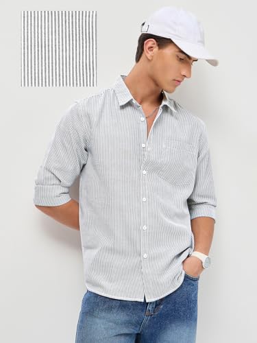 Image of Urbano Fashion Men's Cotton Full Sleeve Regular Fit Casual Striped Shirt