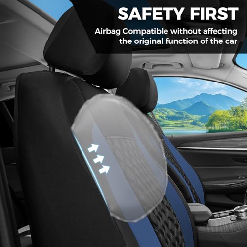 Image of FLORICH Leather Seat Covers, Breathable Waterproof Automotive Seat Cover Full Sets, Front Seat Covers and Back Seat Cover Universal Car Interior Protectors Cushion for Most Cars&SUV-Blue