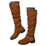 HDGSKPP Women's Slouchy Knee High Boots Low Heel...