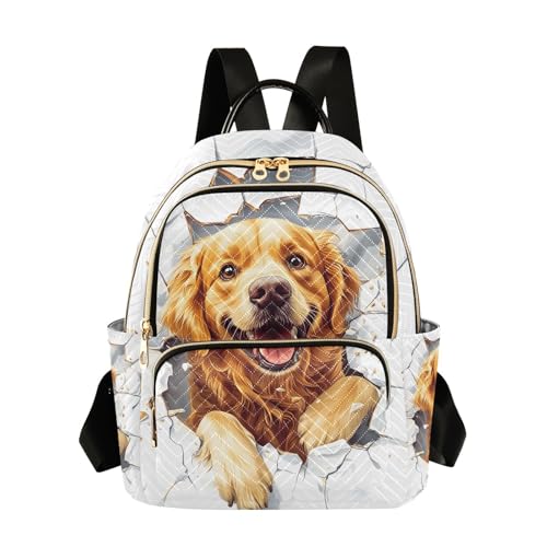 EFEWOI Grinning Golden Retriever Dog Backpack Purse for Women Shoulder Bag Fashion Daypack Ladies Handbag Lightweight Travel Bag Rucksack