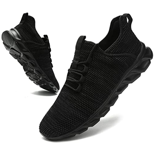 GDEKLO Running Tennis Gym Shoes Sneakers for Men Non Slip Breathable Ultra Lightweight Resistant Athletic Sports Gym Work Shoes Black Size 8
