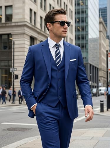 Image of WOMS Men's 3 Piece Suit Slim Fit,Mens Wedding Suit Groom Prom Tuxedo