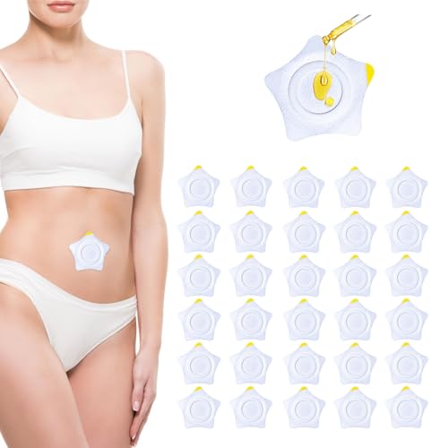 30-Pack Castor Oil Pack Wraps - Non-Woven Fabric, Disposable Pads with Self-Adhesive Castor Oil Patches in Star Shape (Oils Not Included)