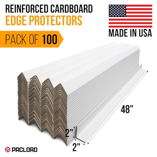 Paclord 48" x 2" x 2" Reinforced Cardboard Edge Protectors, White (Pack of 100) – 0.225" Thick Extra Heavy-Duty Cardboard Corner Protectors – American Quality V-Board Pallet Edge Guard by Paclord - Image 2
