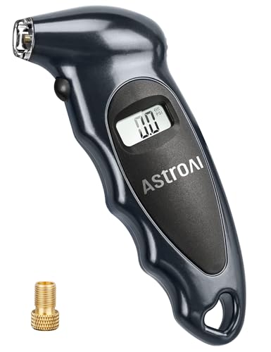 AstroAI Digital Tire Pressure Gauge with Replaceable AAA Battery, 150 PSI 4 Settings Stocking Stuffers for Car Truck Bicycle Backlit LCD Non-Slip Grip Car Accessories, Gray