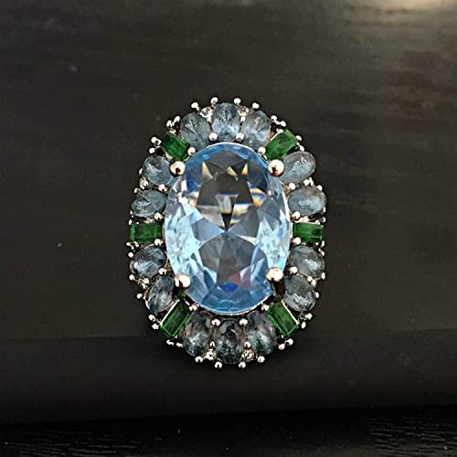 Luxury Women Faux Emerald Aquamarine Flower Ring Wedding Party Jewelry Creative Gift Handy and professional2