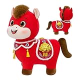 TocaFeank Año la Mascota la Suerte del Caballo | Peluche Caballo Año Nuevo Chino | Estatua Animal Peluche Caballos Rojos del Años Nuevo Lunar | Figura Caballos 2026 Zodiaco para decoración la Tienda