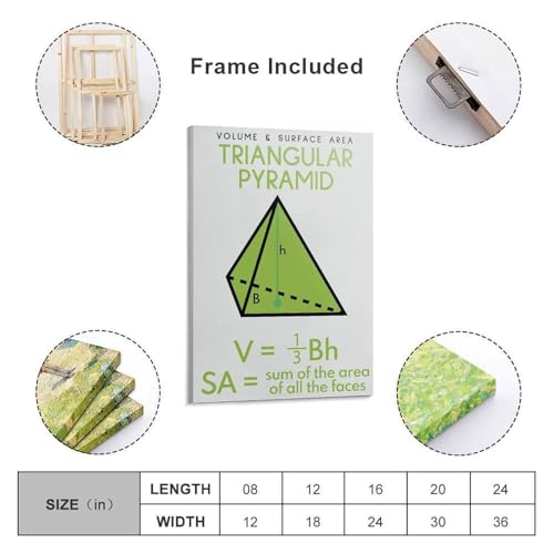 Affiche de formules mathématiques poster géométrie volume aire pyramide triangulaire encadré - 2
