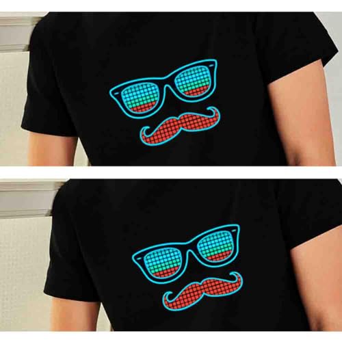 FkYstrix LED Sound Luminous Equalizer Activated T-Shirt for Adults and Kids Novelty Clothing Party DJ Music Show Wear, R
