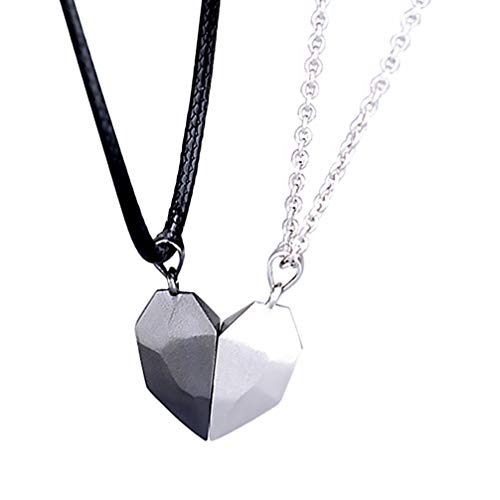 Amosfun 1 par de Colares de Casal de Mulheres de Homens Pingente Coração Quebra-Cabeça Combinando Co