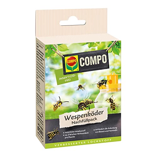 COMPO Wespenfallen Köder-Nachfüllpack, Natürlicher Inhaltsstoff, Insektizidfrei, 2 Flaschen mit jeweils 125 ml