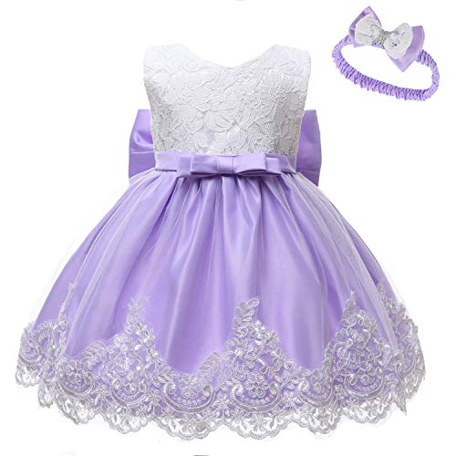 MYRISAM Baby Girls Birthday Dress Bowknot Flower Lace Dresses Wedding Party Pageant Christening Baptism Tutu Gown2