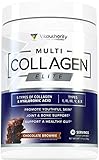 Multi Collagen Elite Chocolate Brownie Collagen Protein Powder: Multiple Source Grass-Fed Hydrolyzed Collagen Peptides with Vitamin C and Hyaluronic Acid, Types I II III V X, Anti-Aging Powder, 30srv