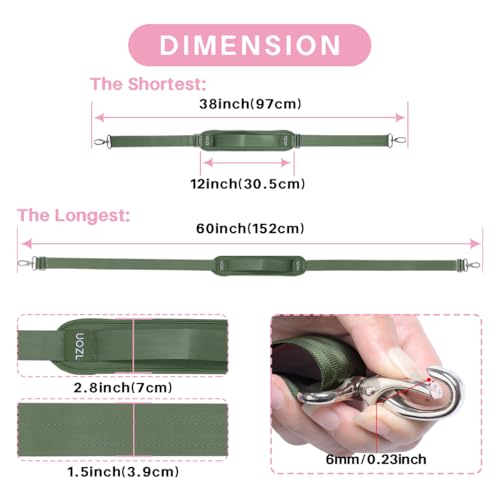 Bag Shoulder Strap Universal with Ultra-Thick Fixed Pad Double Adjustable Buckles for Duffle, Messenger, Laptop, Gym Bag2