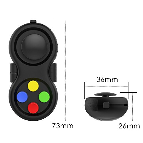 Atic Fidget Controller Pad, [2 Pack] Stress Reducer Classic Game Pad Anti-Anxiety Focus Hand Shank Toy For Add, Adhd, Autism Kids And Adults Killing Time, Colorful/Black + Blue/Black #TOP1