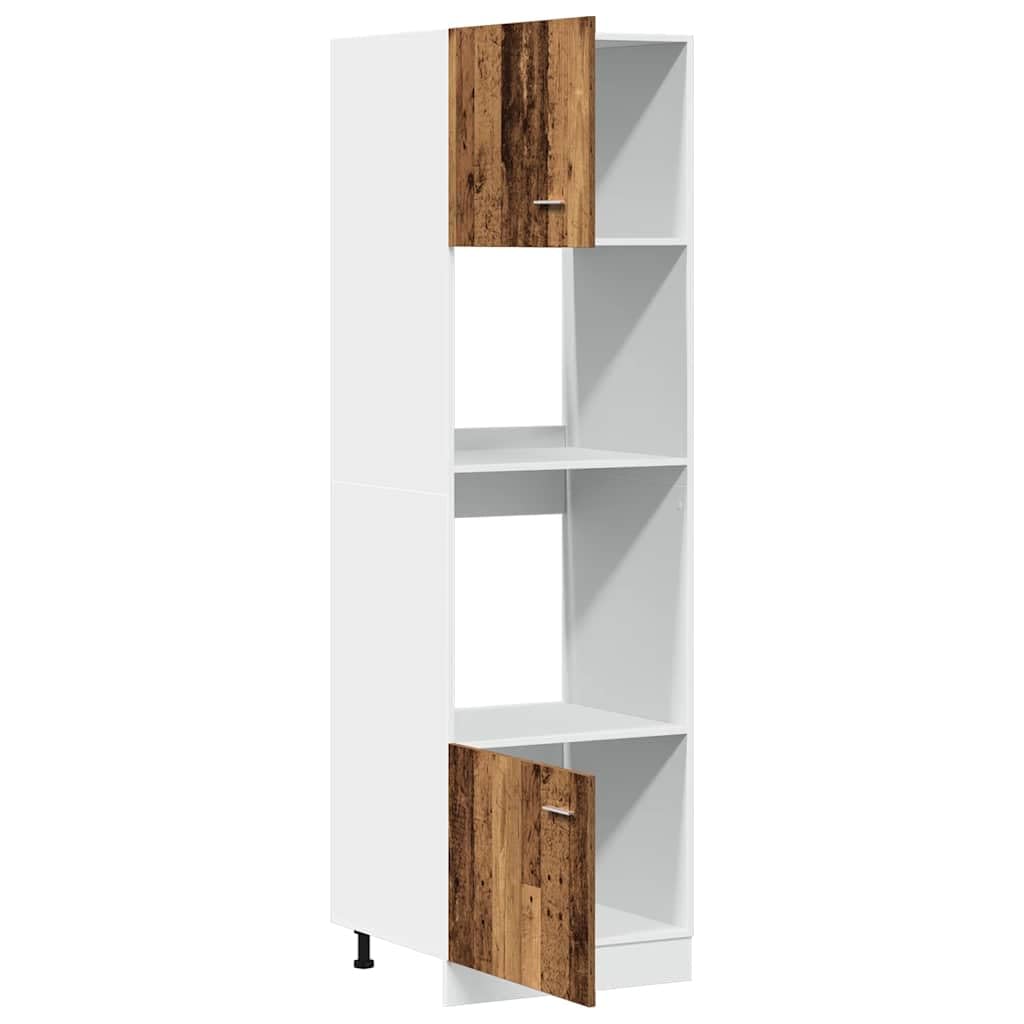 vidaXL Mikrowellenschrank Lyon Altholz-Optik 60x57x207 cm Holzwerkstoff