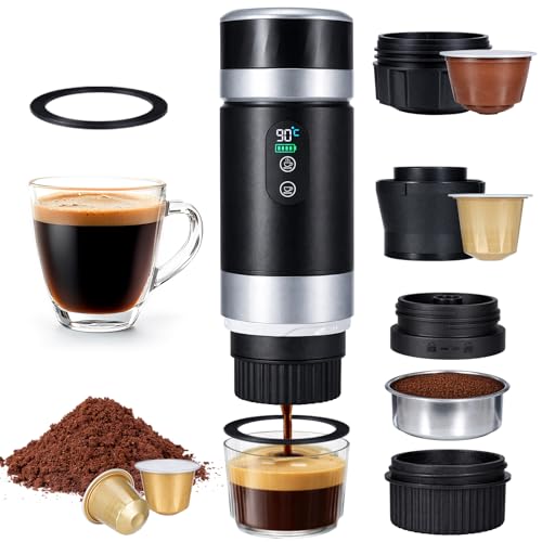 Cafetera Portátil 20 Bar, 3 en 1 Cafetera Espresso Eléctrica Portátil Maquina de Cafe Portatil Recargable Compatible con Cápsulas Pequeñas/Grandes y Café Molido para Viajes Acampada Oficina y Hogar Cafetera Portátil 20 Bar, 3 en 1 Cafetera Espresso Eléctrica Portátil Maquina de Cafe Portatil Recargable Compatible con Cápsulas Pequeñas/Grandes y Café Molido para Viajes Acampada Oficina y Hogar