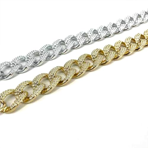 Detachable Flat Chain Strap Handle with Buckle for Handbag and Shoulder Bag Clutches Purse Replacement Accessory, Gold, 38x2.2cm4