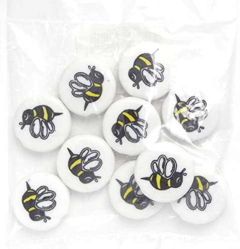 10 Pieces 19mm Yellow and Black Bumble Bee Flat Disk Pendant Bead for DIY Jewelry Making and crafts