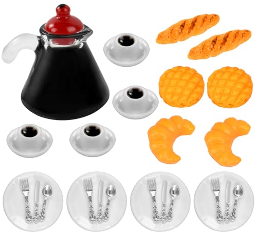 Comida y Bebida en Miniatura, Alimentos en Miniatura Comida para Casa de Muñecas, 1:12 Accesorios para Casa de Muñecas Miniaturas, Desayuno en Miniatura Pan Miniatura Vajilla, Cocina en Miniatura Set
