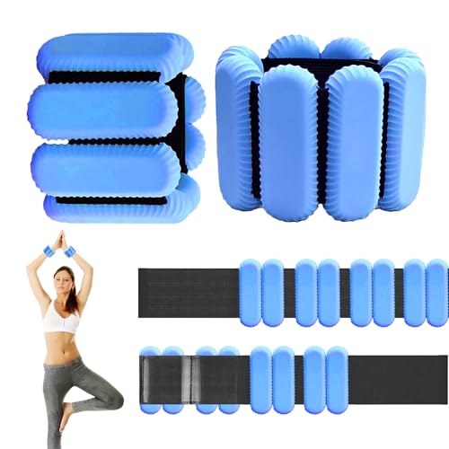 Juego de 2 pesas de muñeca y tobillo para pilates para mujer, resistentes para brazos y piernas (1 libra cada una), pesas ajustables para caminar, yoga, baile, barra, gimnasio (azul, 1 libra x 2)