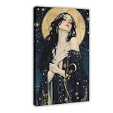 Giclée-Jugendstil-Poster, Göttin der Nacht und Sterne, 