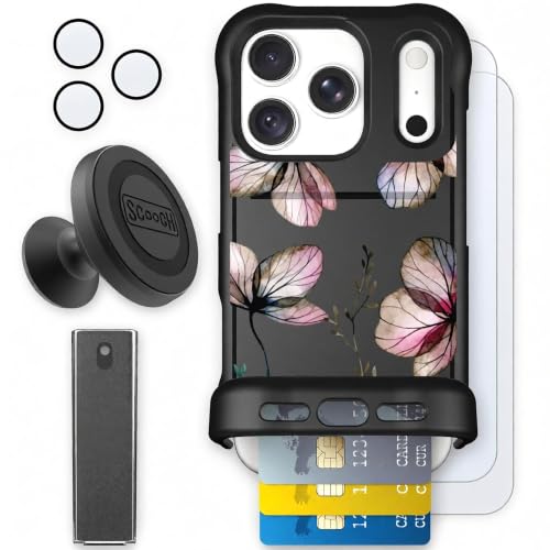 Scooch for iPhone 18 Pro/17 Pro Wallet Case, Wingmate, Dried Flowers