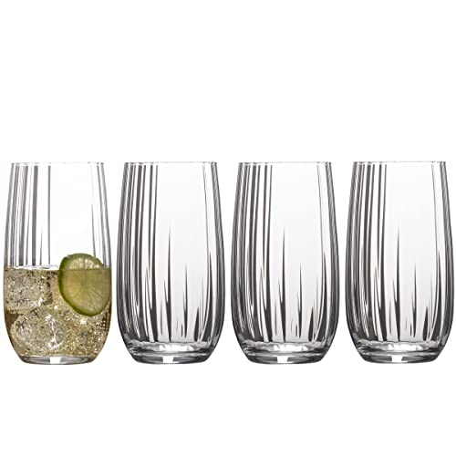 Mikasa Gail Optic Set Of 4 Highball Tumbler Cups, 4 Count (Pack Of 1), Clear #TOP4