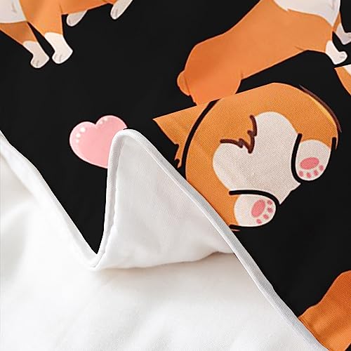 Parure de lit enfant 135x200 motif chien Corgi 100% coton