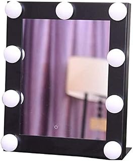 WJHCDDA Espejo de maquillaje con 9 luces LED iluminadas para espejo de tocador estilo Hollywood (color: negro)