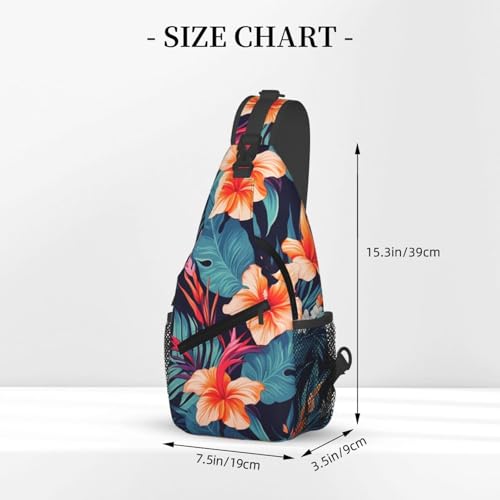 Sling bag unisex negra con diseño floral 7.2x3.5x15.3 in miniatura 2