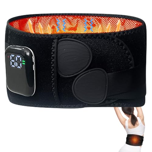 Cordless Heating Pad for Back Pain Relief, Portable Heating Waist Belt, 5 Heating Levels, 3 Vibration Massage, LED Display & Auto-Off, Electric Heated Back Warmer for Lower Back Pain Relief, Period